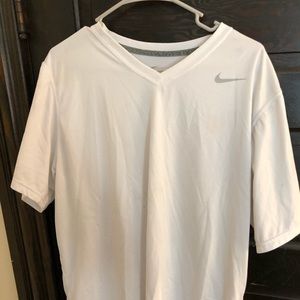 Nike Dri Fit Short Sleeved White V-neck